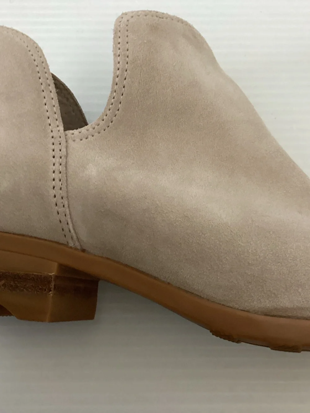 Sorel Lola Light Beige Suede Ankle Booties